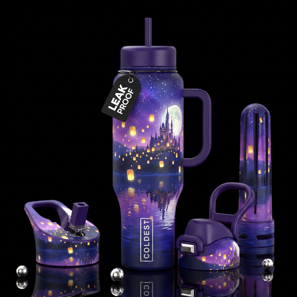 A Castle At Night version 2 water bottle design