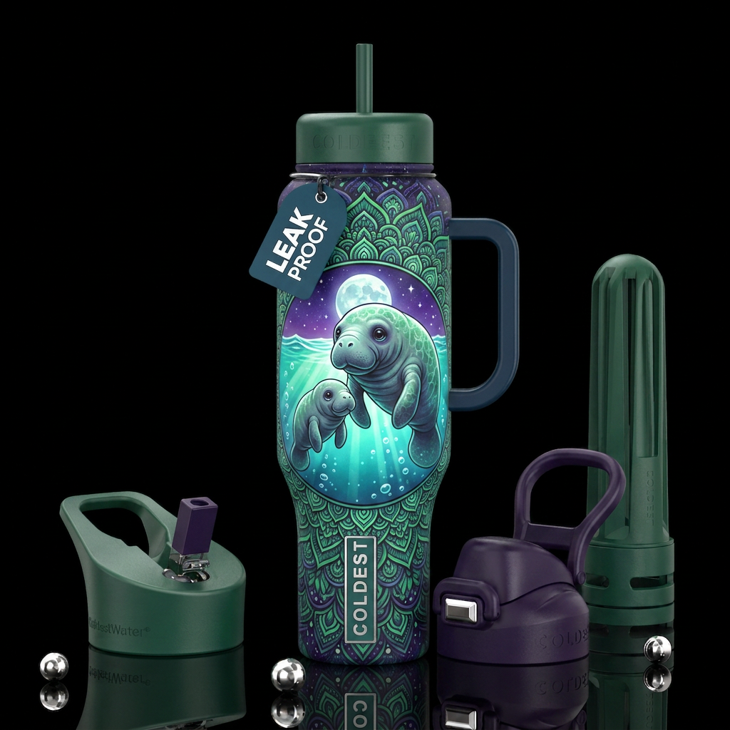 Momma Manatee and Baby water bottle design