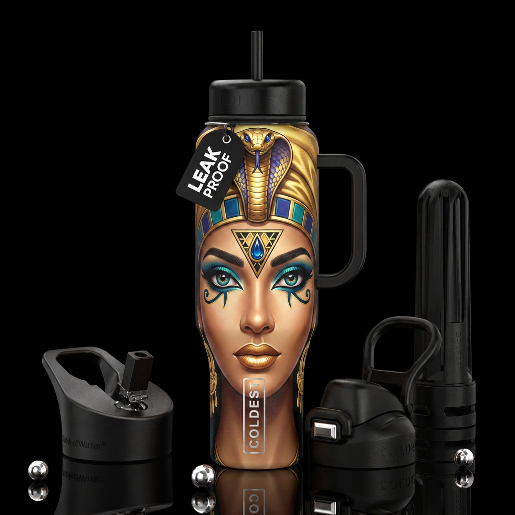 Egyptian royalty water bottle design