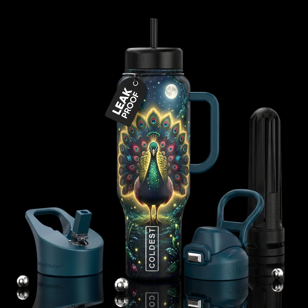 Magical Peacock water bottle design