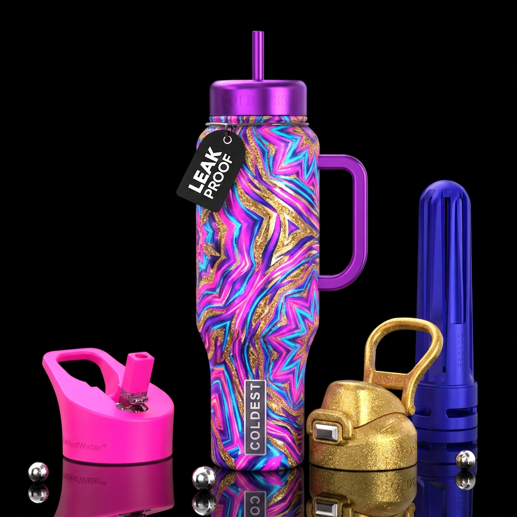 Neon dreams water bottle design
