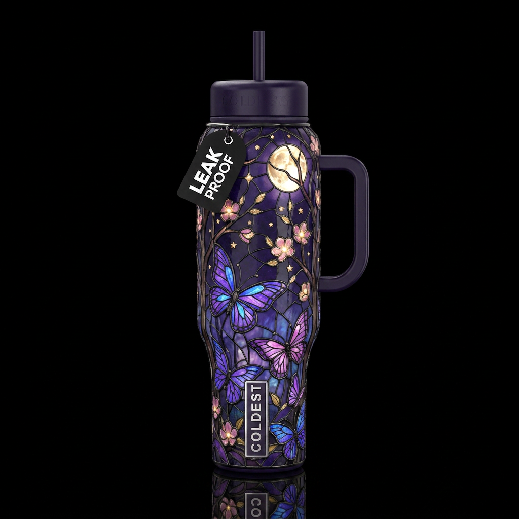 Glass Butterflies water bottle design