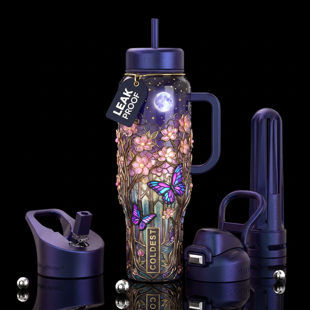 Glass Butterflies water bottle design