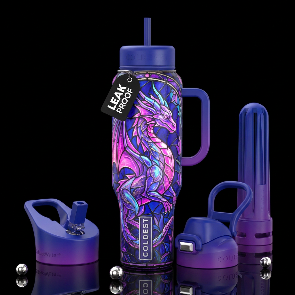 Dragon in glass water bottle design
