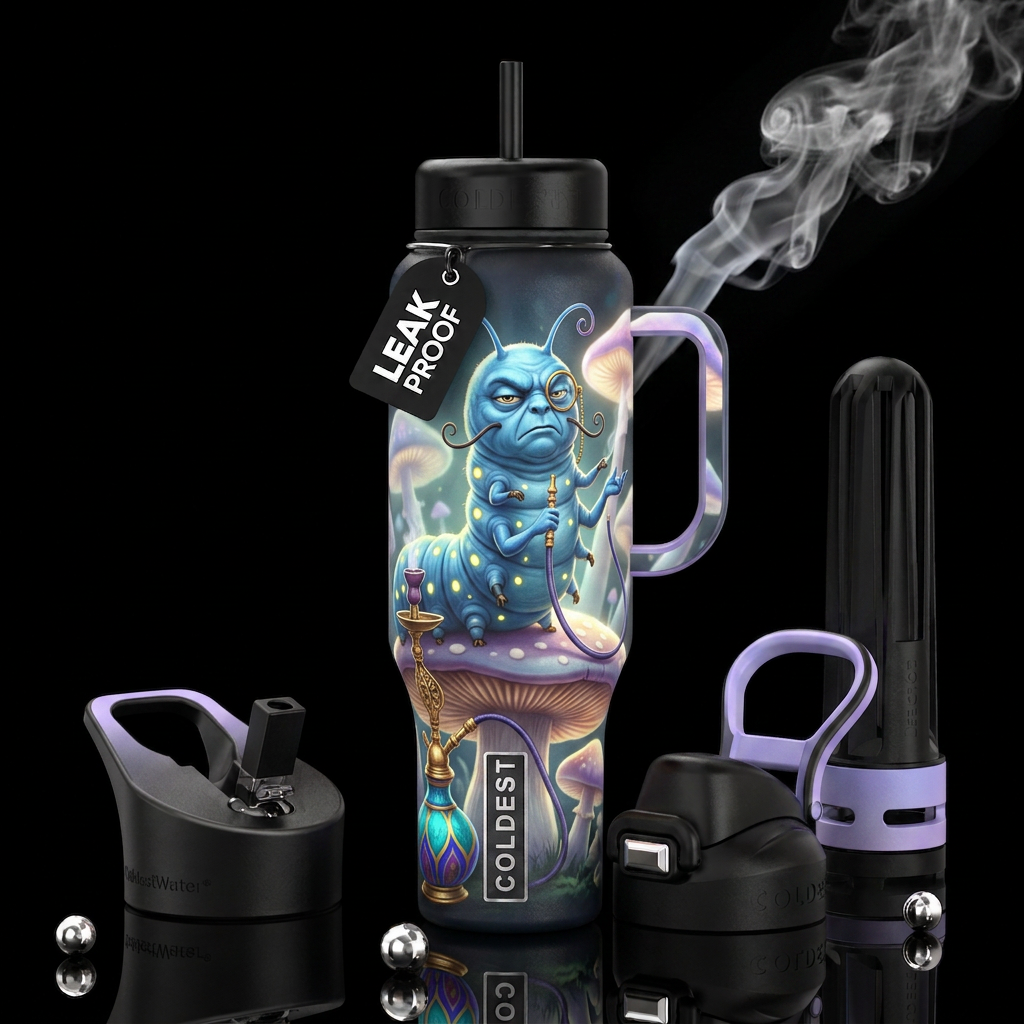 Blue Caterpillar water bottle design