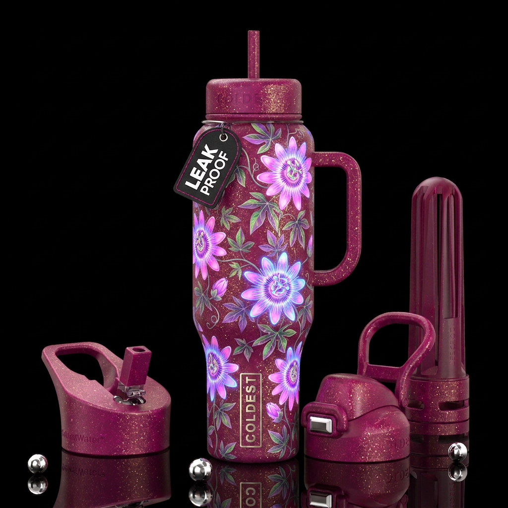 Passion Flowers water bottle design