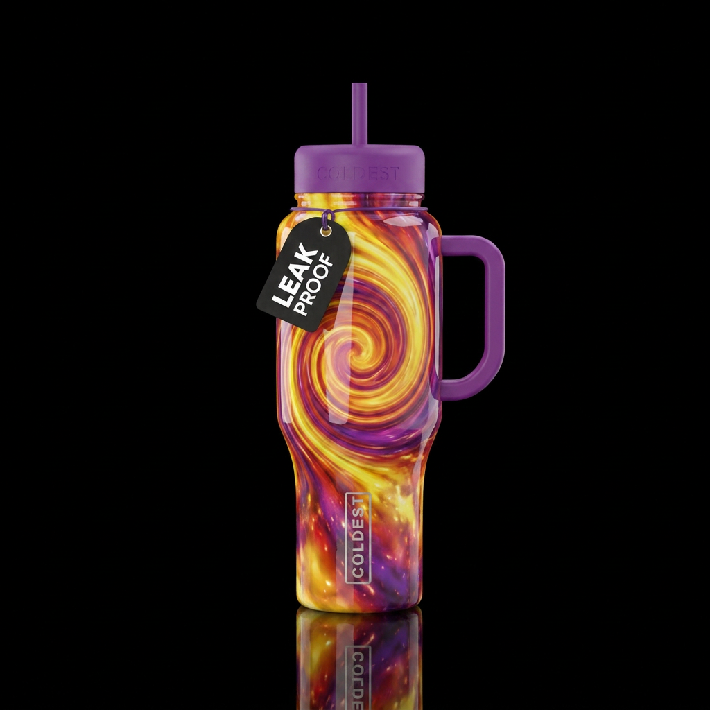Draw a love potion that is yellow, orange, red, ye... water bottle design