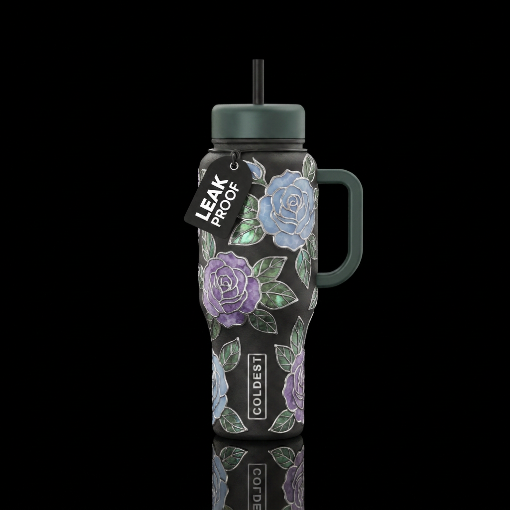 Gemstones roses water bottle design