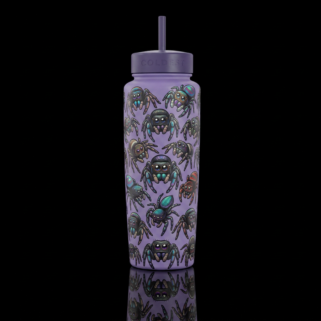 Jumping Spiders water bottle design