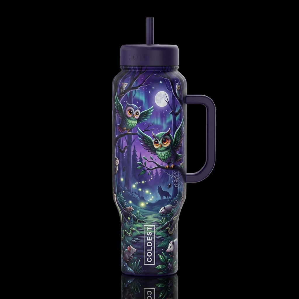 Owls water bottle design