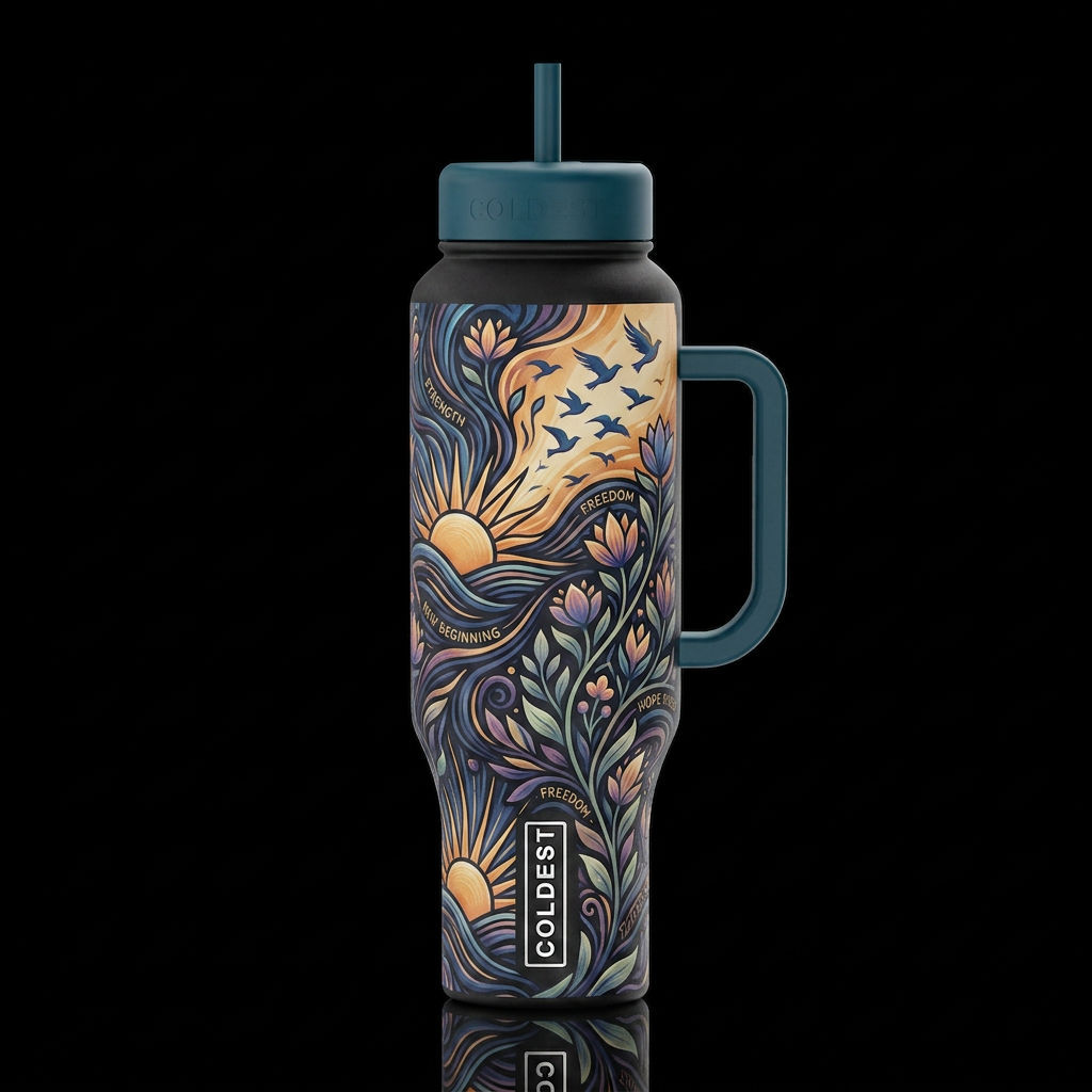 New Beginnings water bottle design