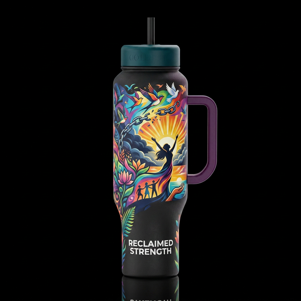 Reclaimed Strength water bottle design