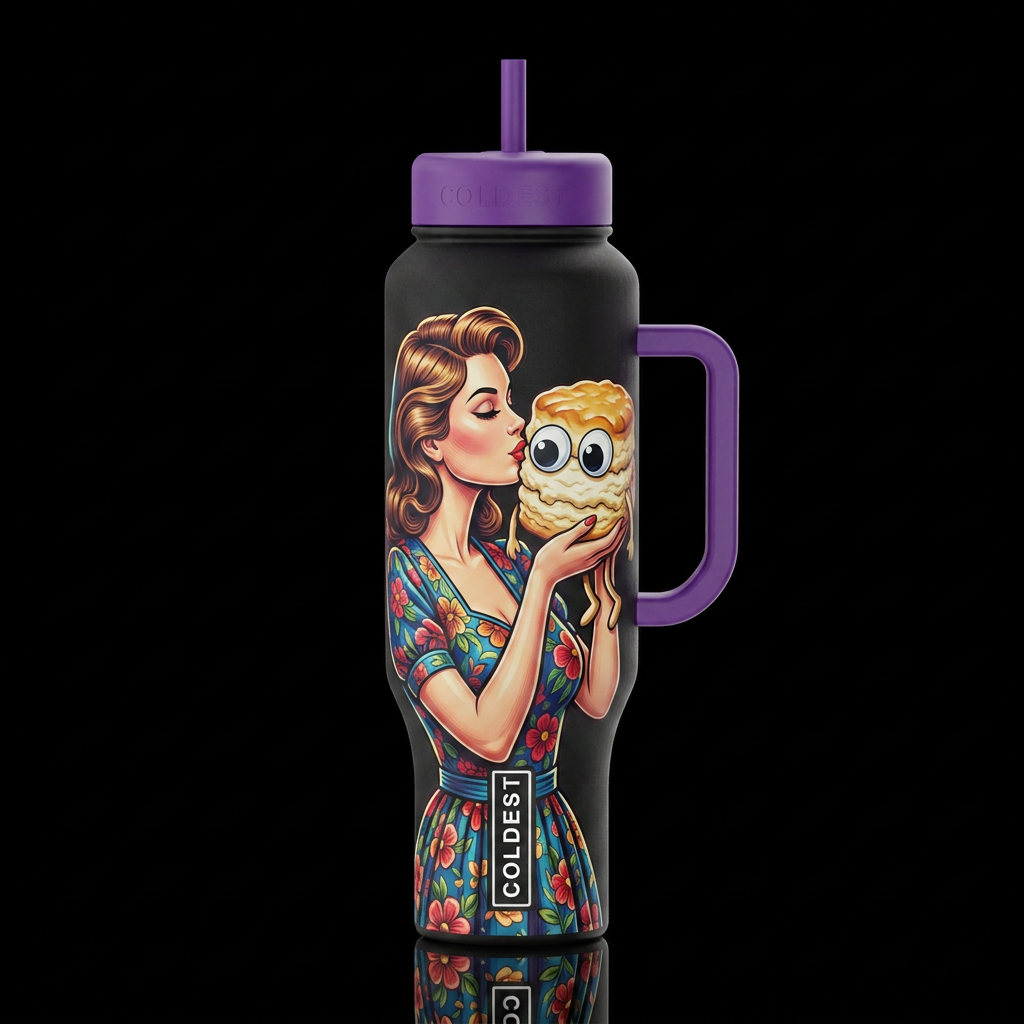 Kiss My Biscuit water bottle design
