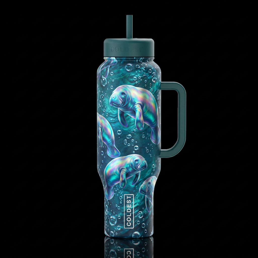 Moonlight Manatees water bottle design
