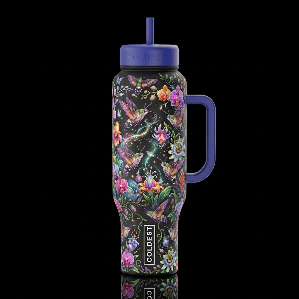 Show 3 Macroglossum stellatarums from the side pro... water bottle design