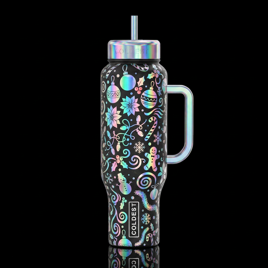 Silver Christmas water bottle design