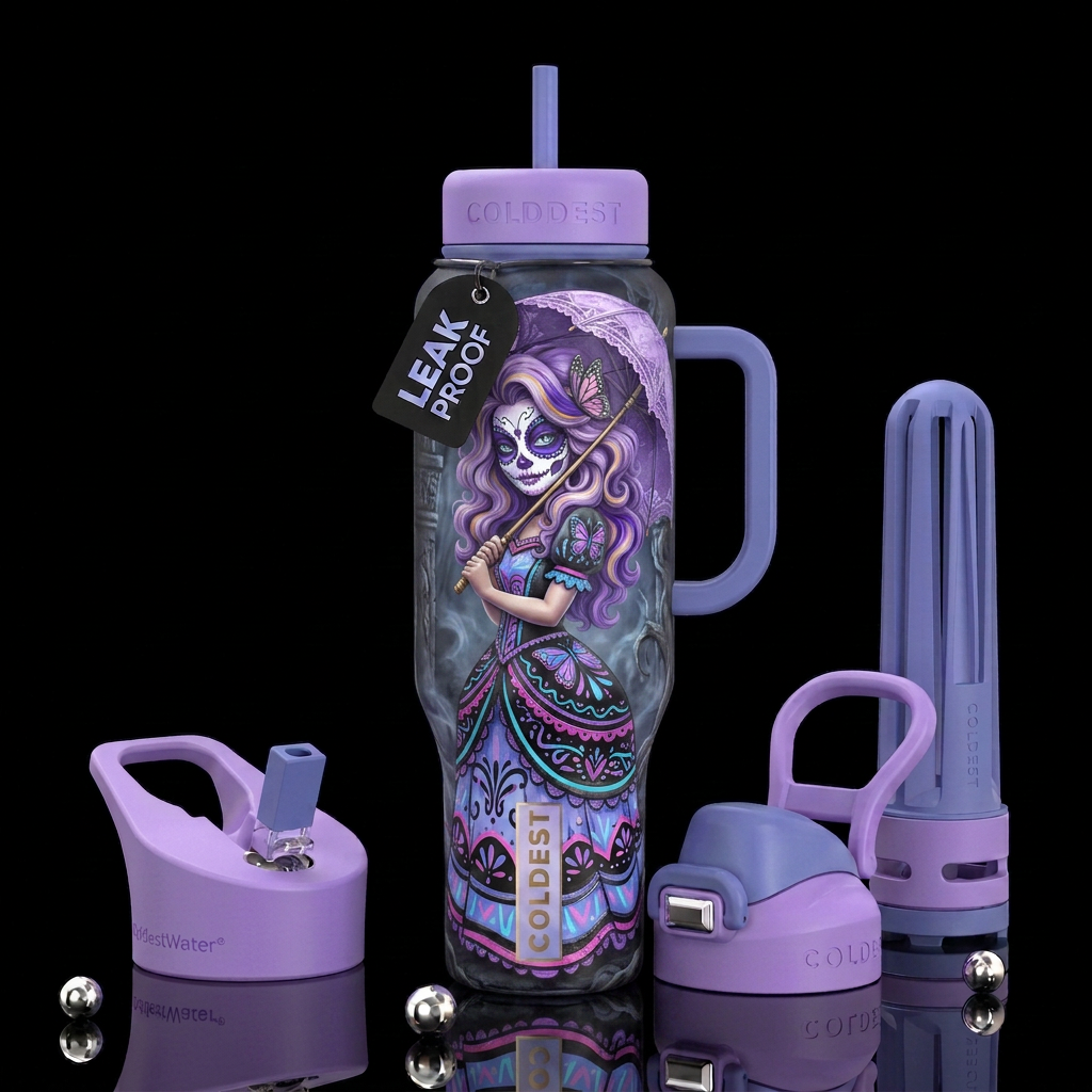 Butterfly Sugar Skull water bottle design
