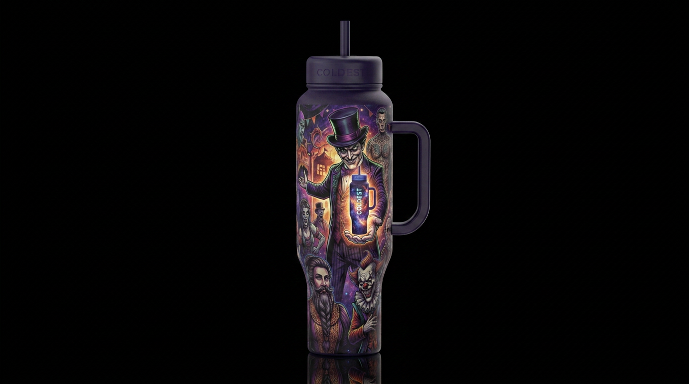 The Dark Barker water bottle design
