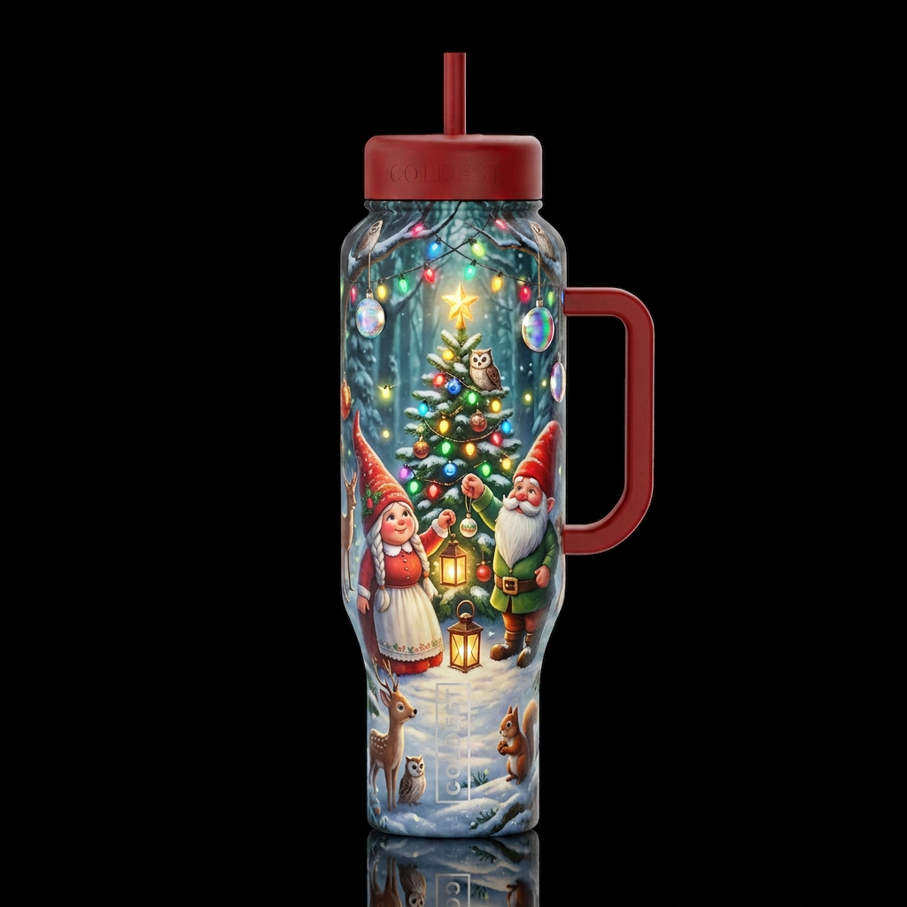 I'll Be Gnome For The Holidays water bottle design