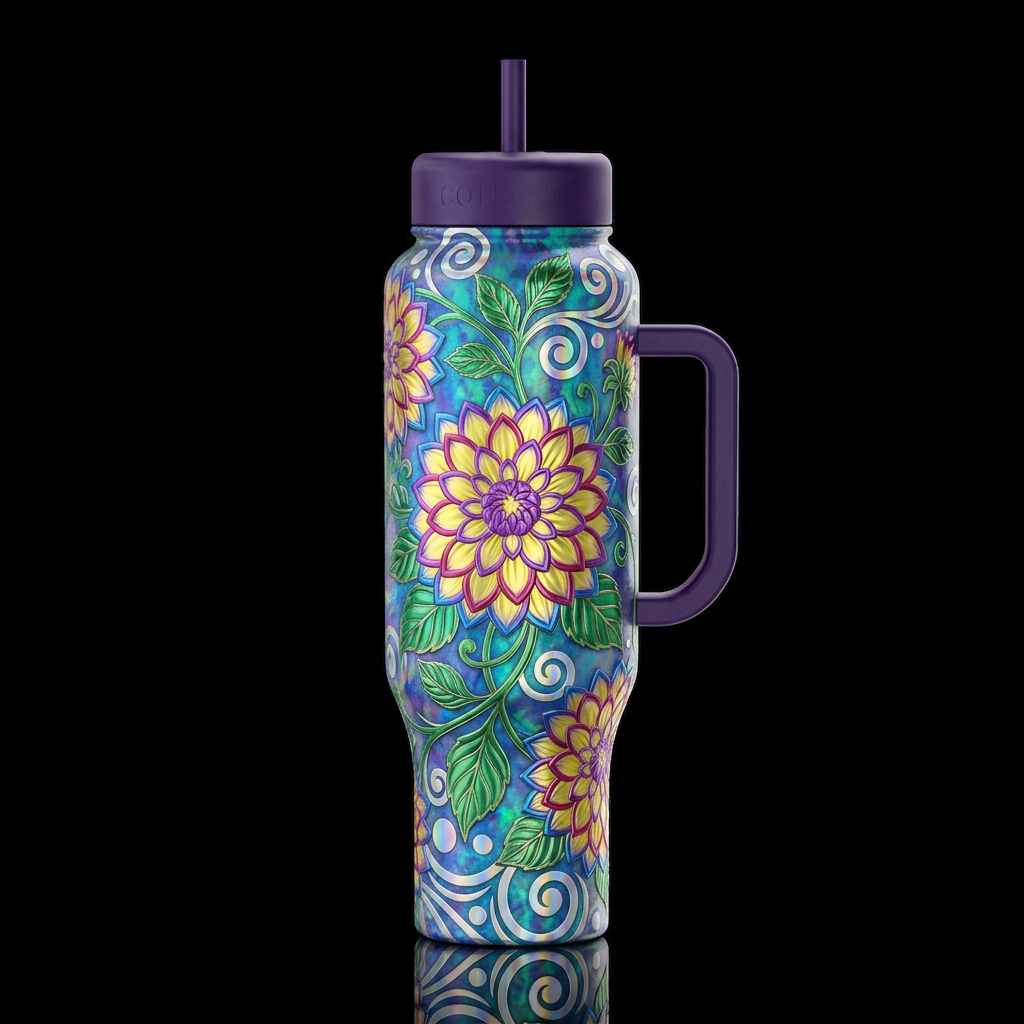 Beautiful Dahlias water bottle design