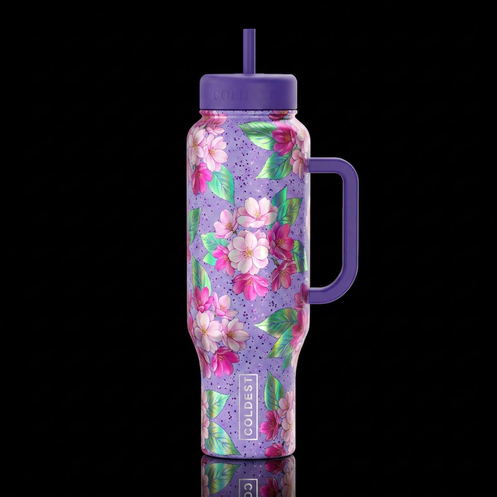 East Asian Cherry blooms water bottle design