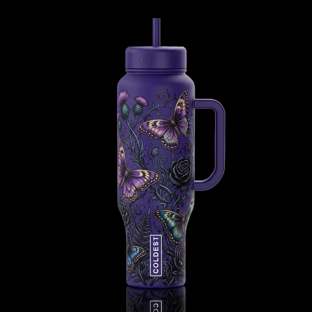 Dark Butterflies water bottle design