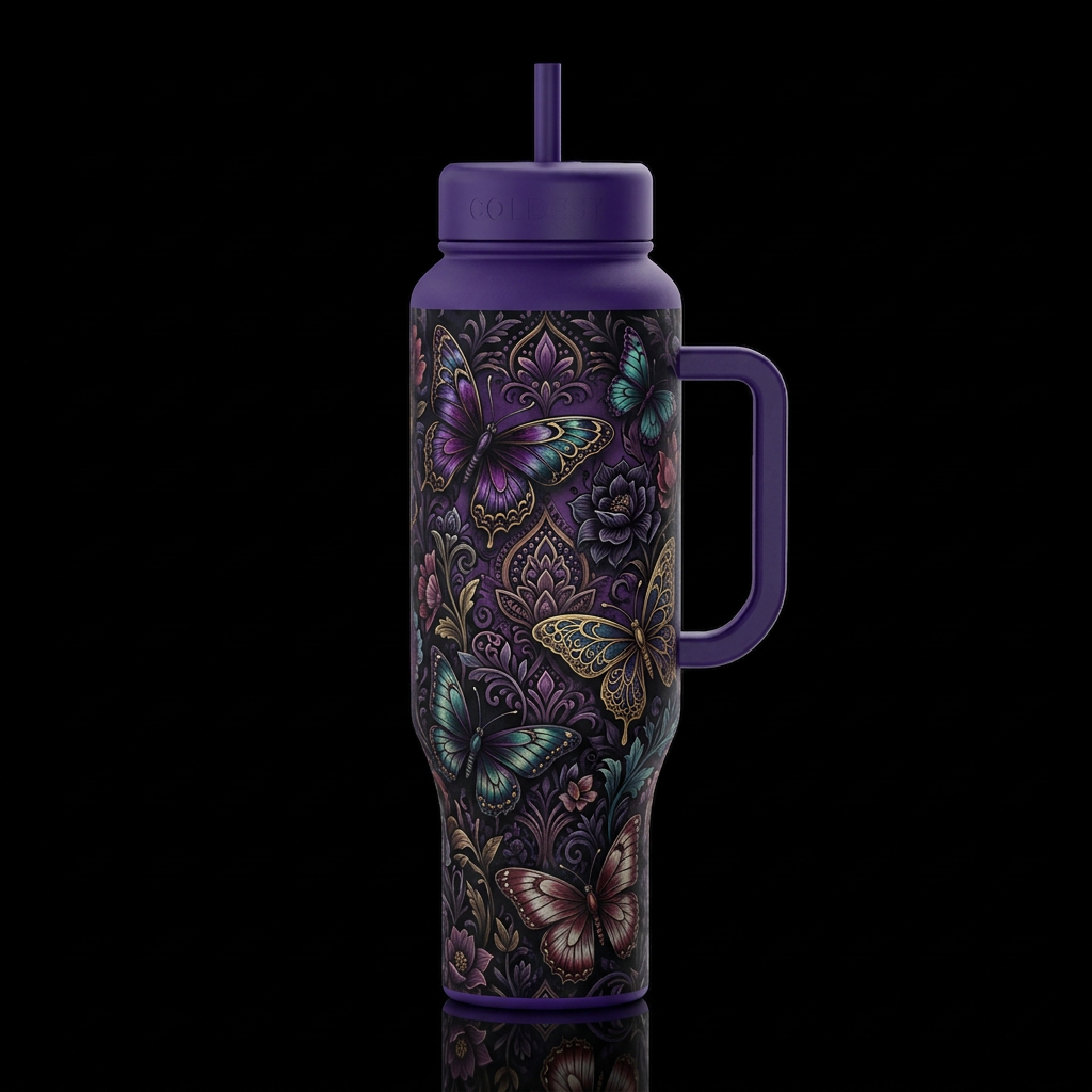 Dark Butterflies water bottle design