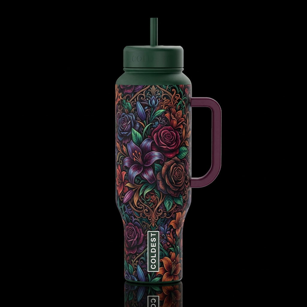 Flowers water bottle design