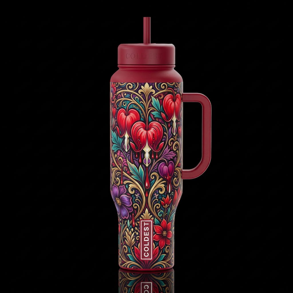 Bleeding Hearts water bottle design
