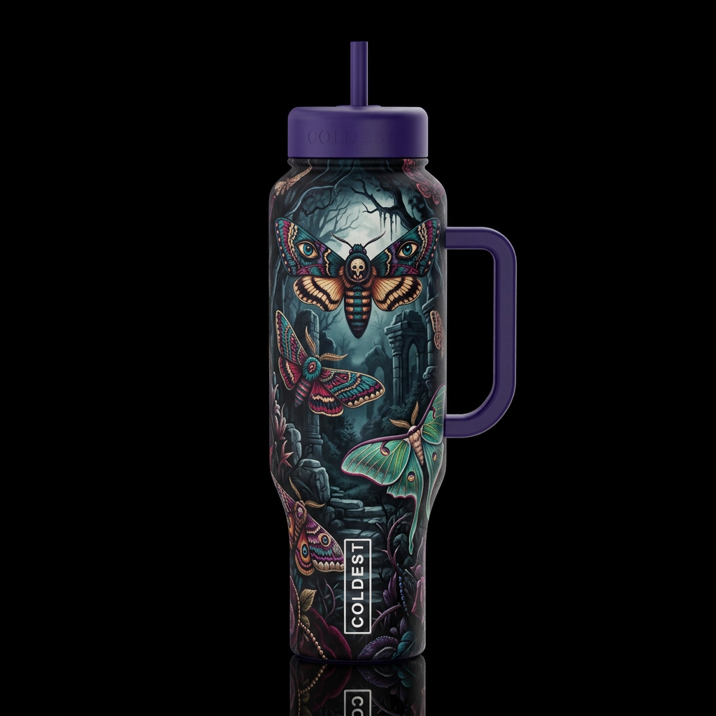 Moths water bottle design