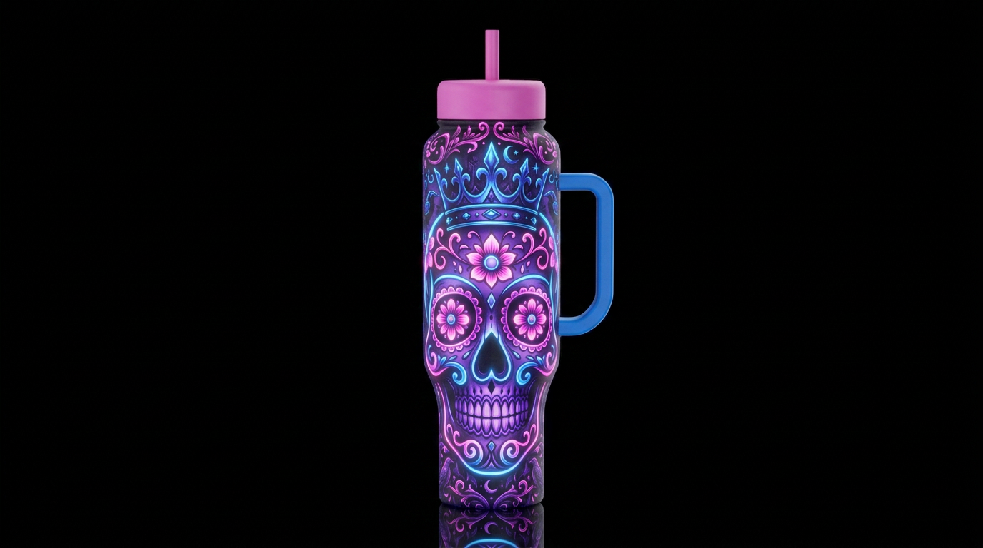 Sugar Skull water bottle design