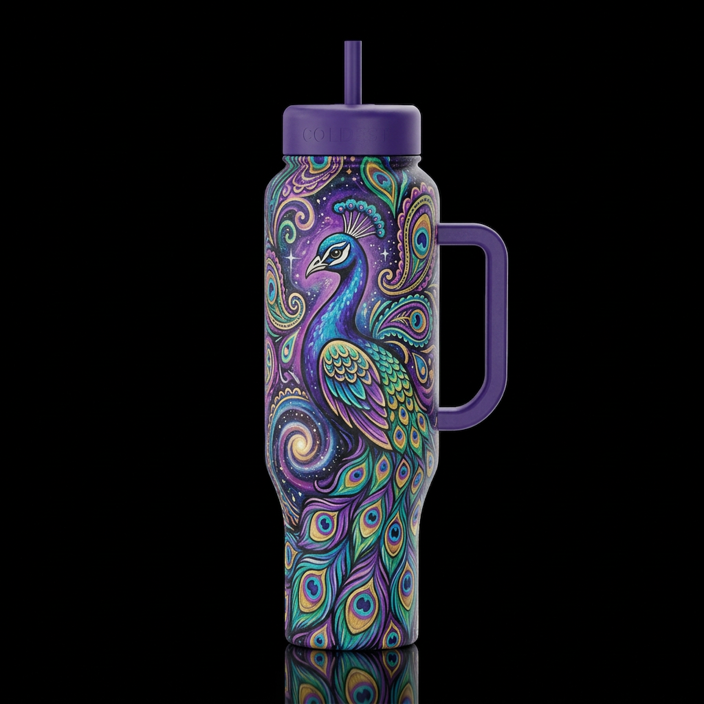 Peacock water bottle design