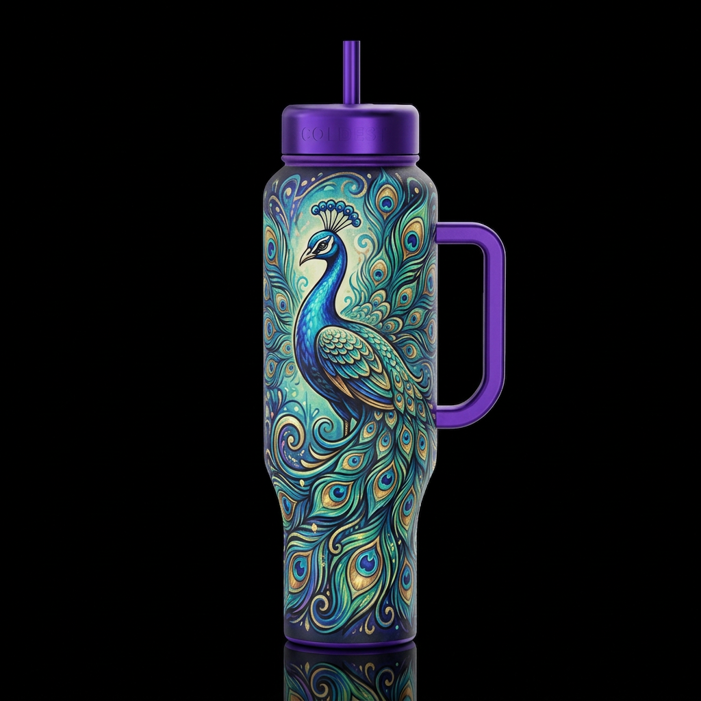 Peacock water bottle design