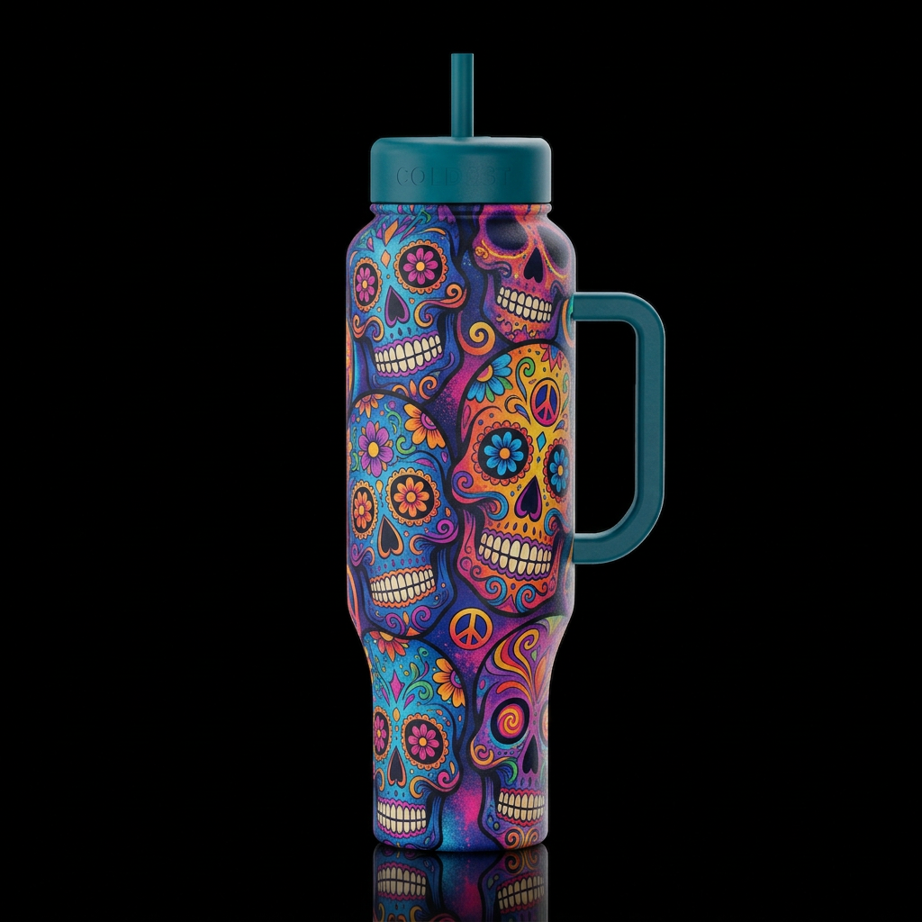 Sugar Skulls water bottle design