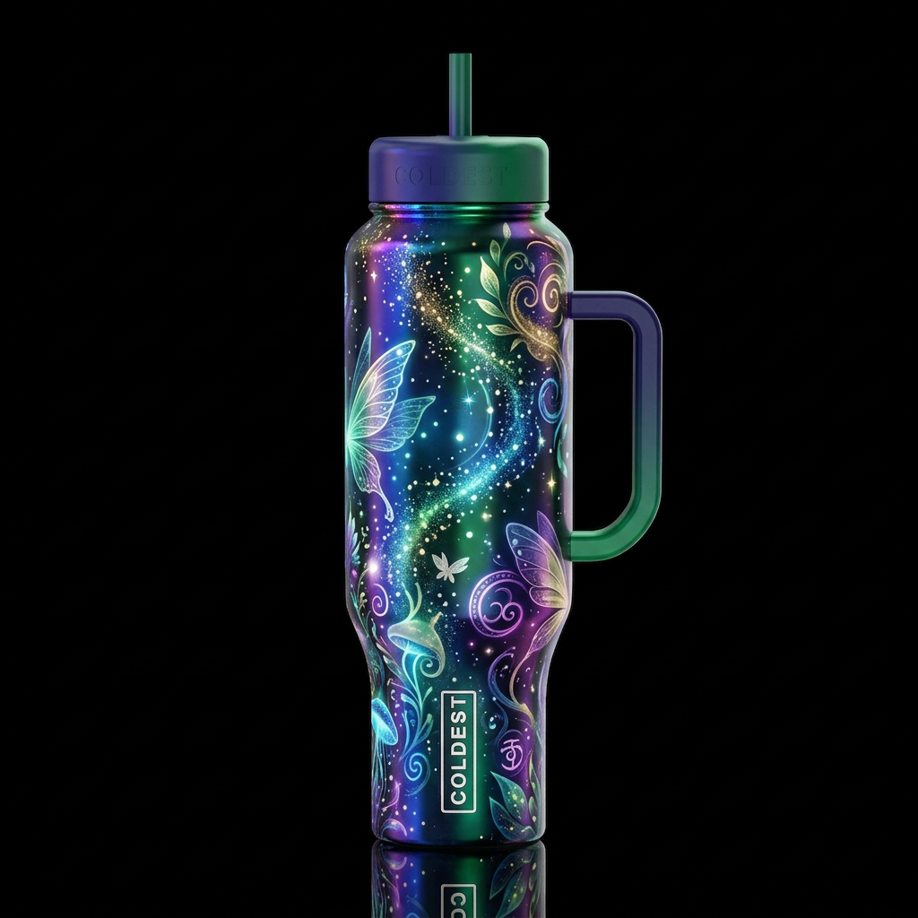 Glowie Butterflies water bottle design