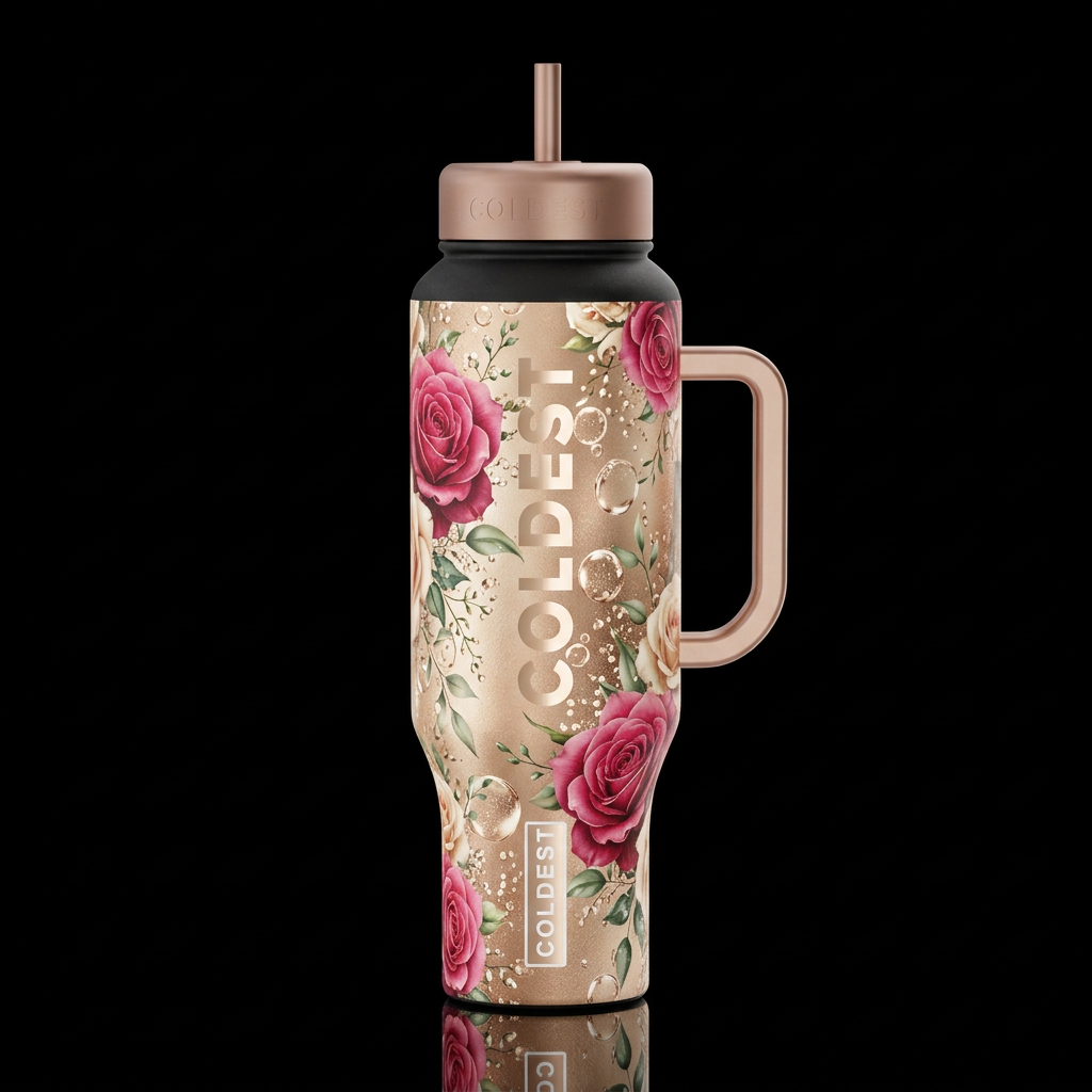 Rose Champagne water bottle design