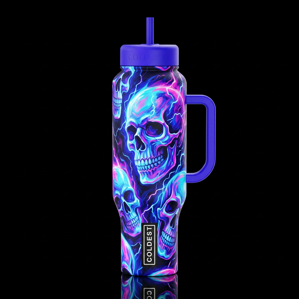 Floaty Skulls water bottle design