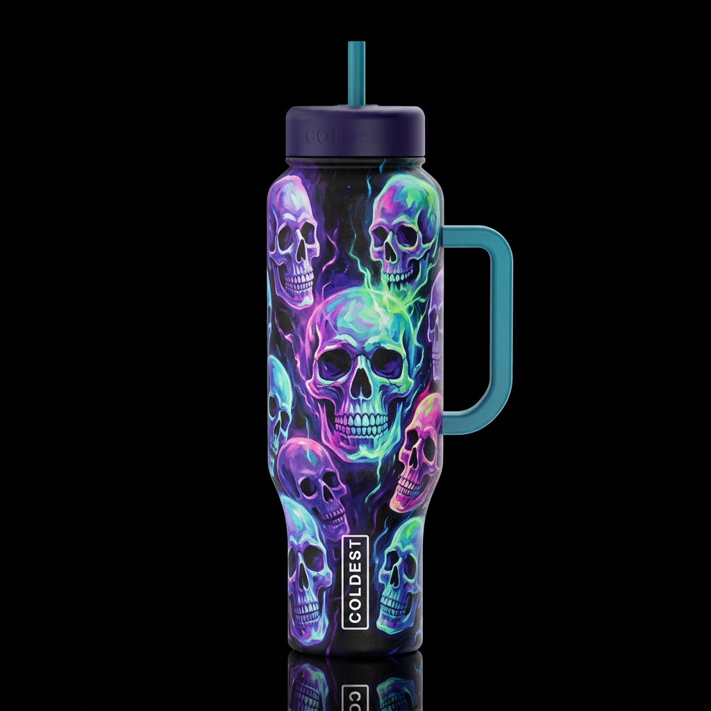 Floaty Skulls water bottle design
