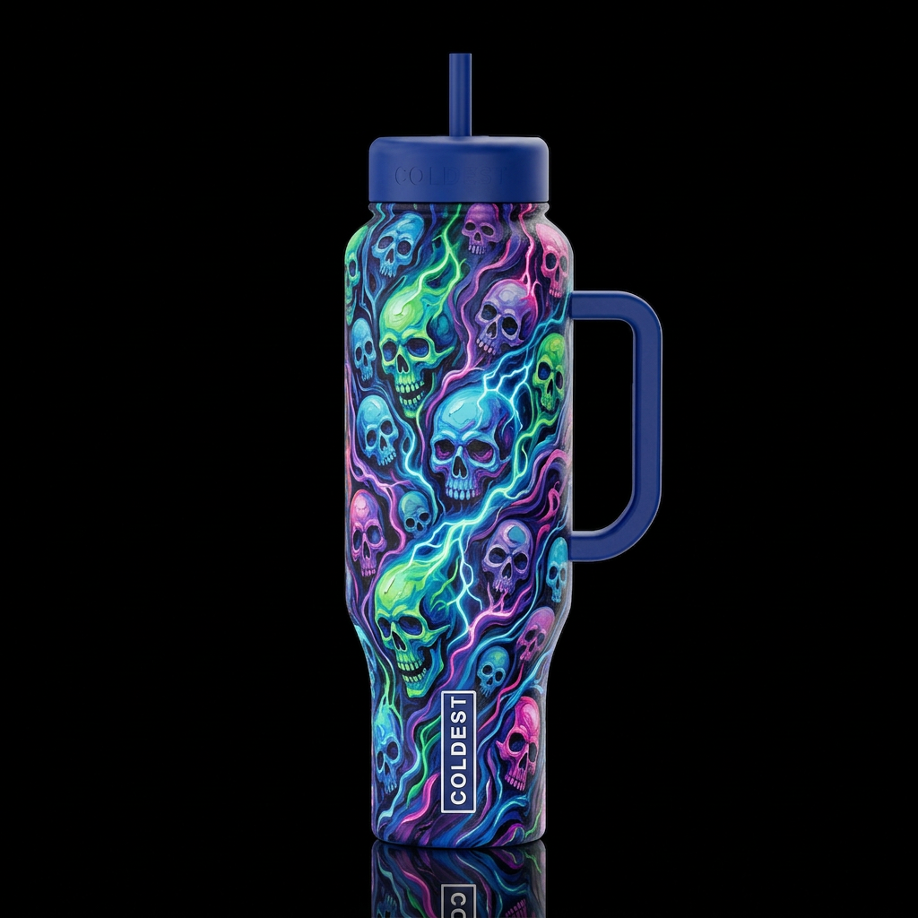 Floaty Skulls water bottle design
