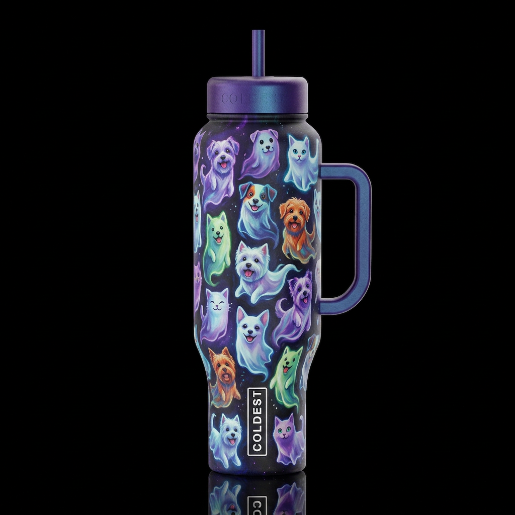 Ghost Pets water bottle design