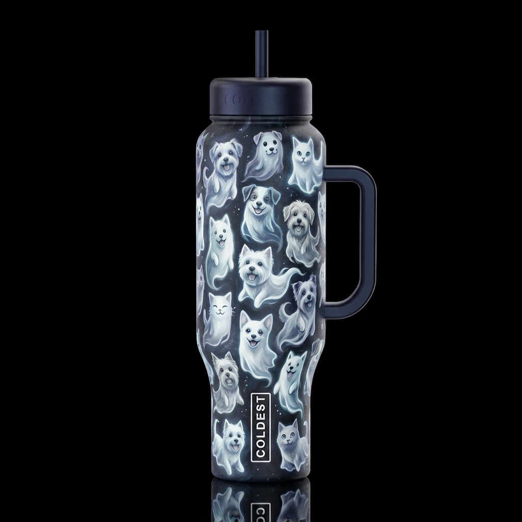 Ghost Pets water bottle design