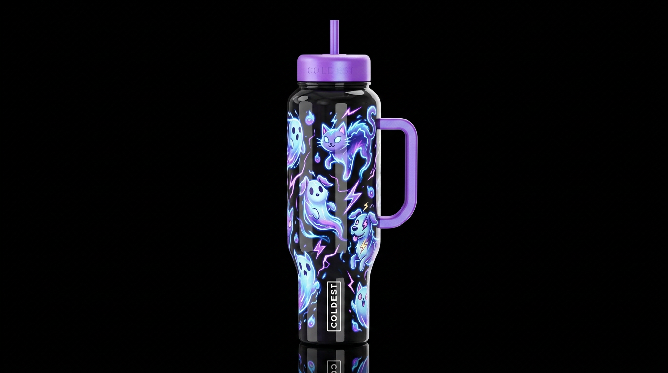 Ghost Pets water bottle design