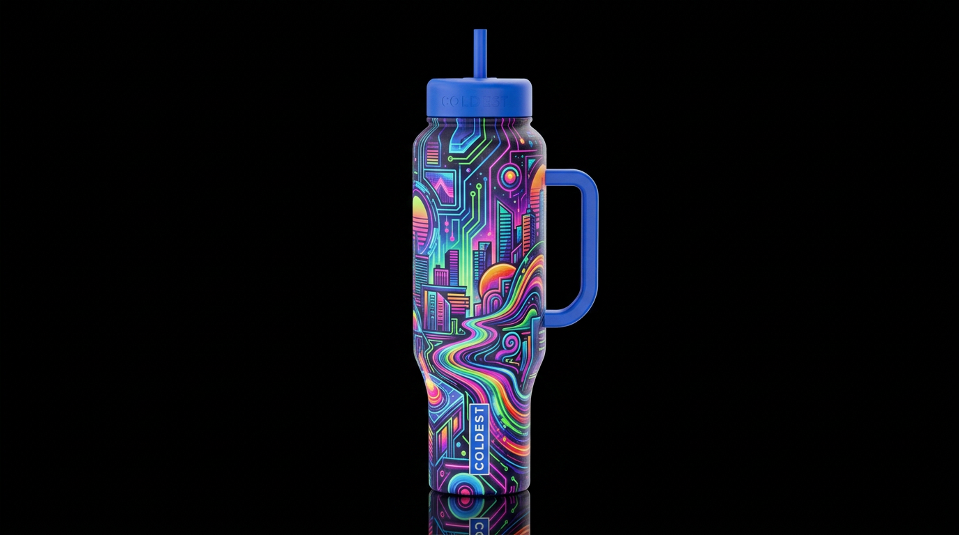 Electric dreams water bottle design