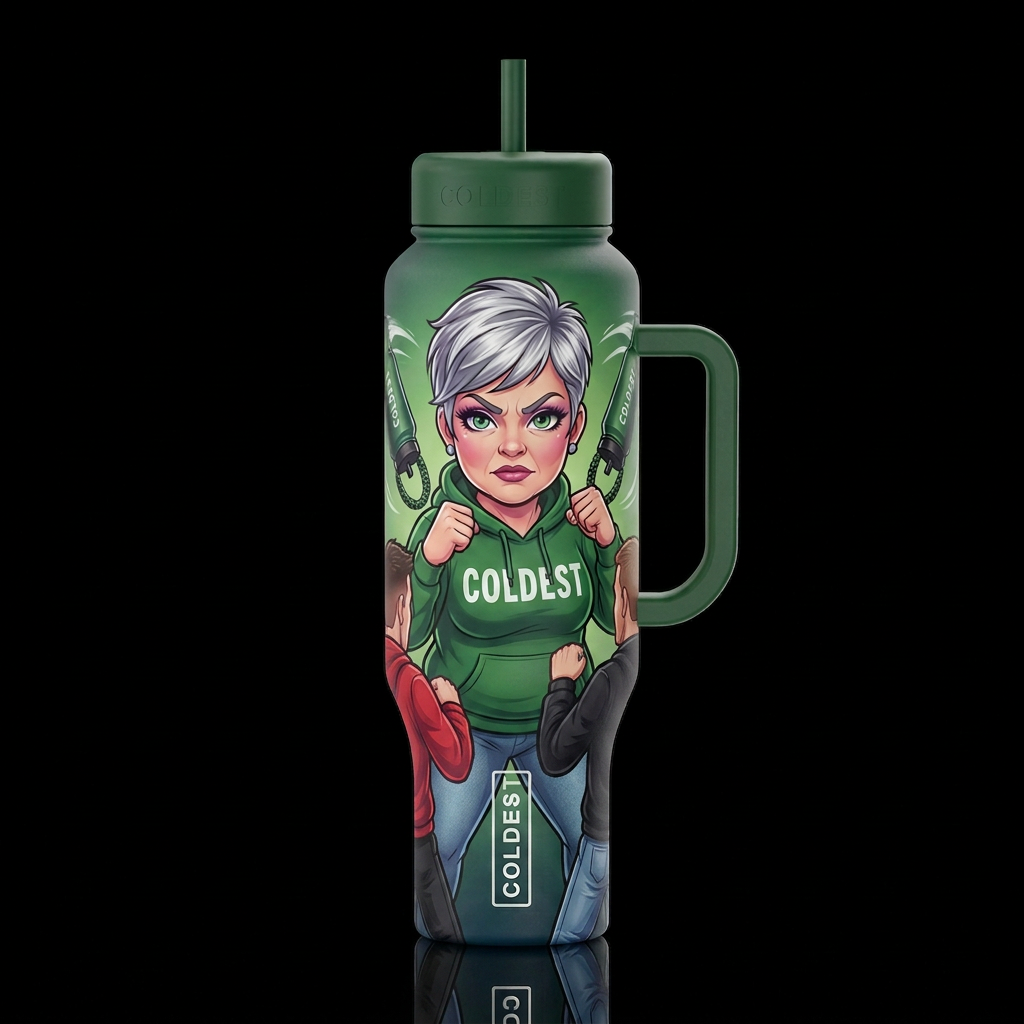 She is swinging the bottles from these handles. Th... water bottle design