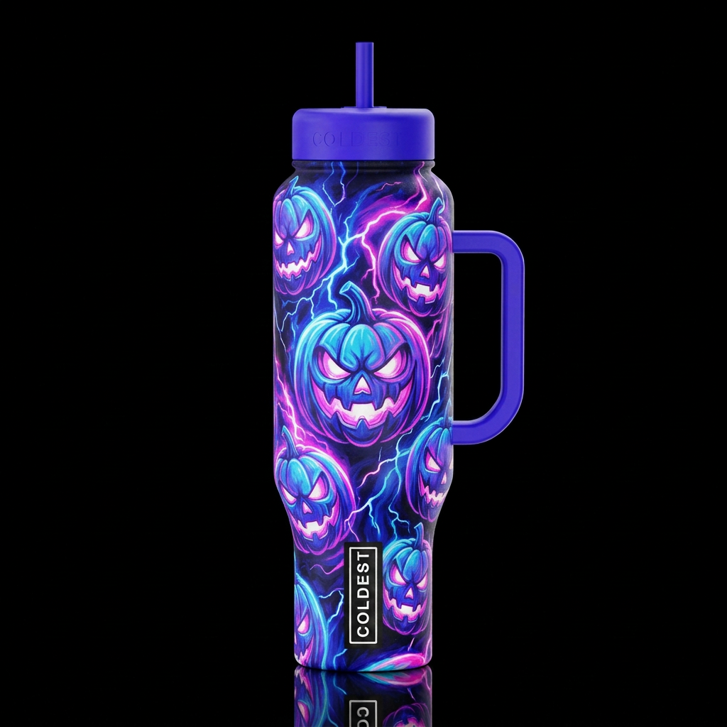 Evil Pumpkin Heads water bottle design