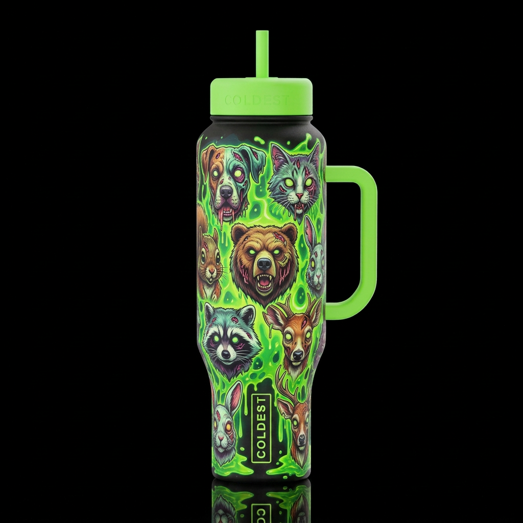 Zombie Animals water bottle design