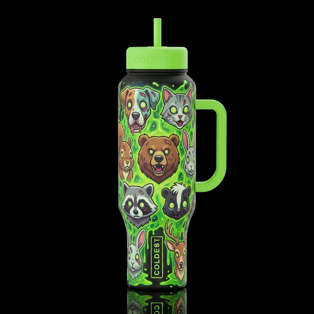 Zombie Animals water bottle design