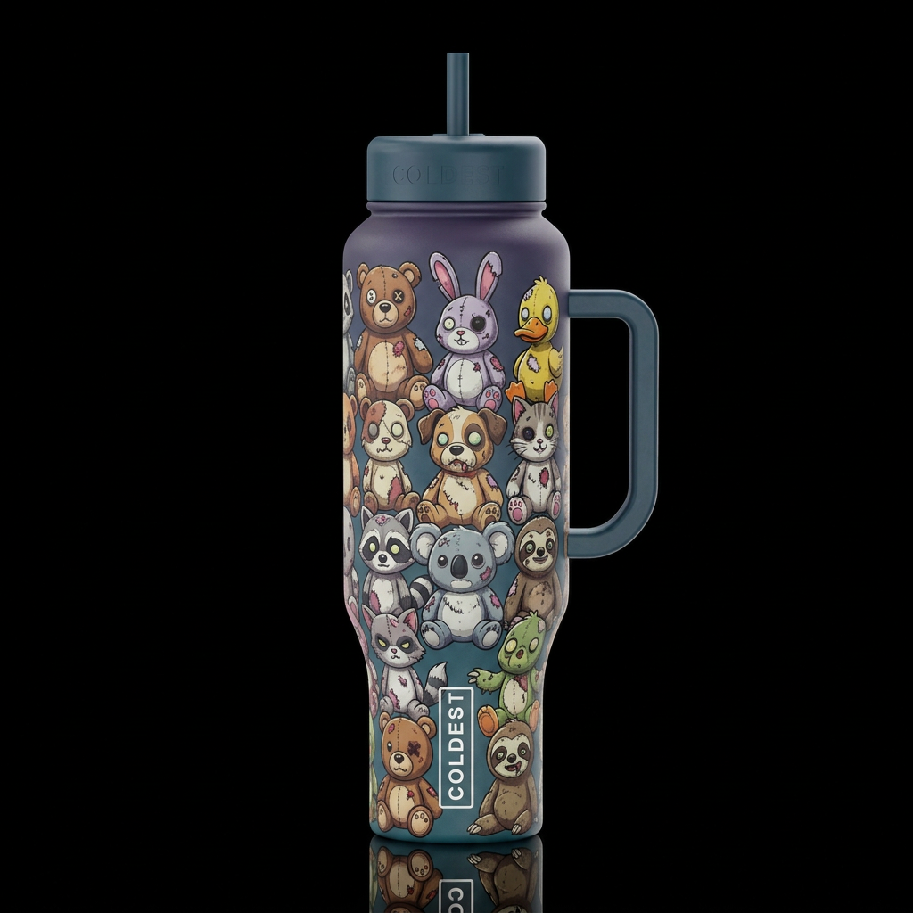 Zombie Stuffies water bottle design