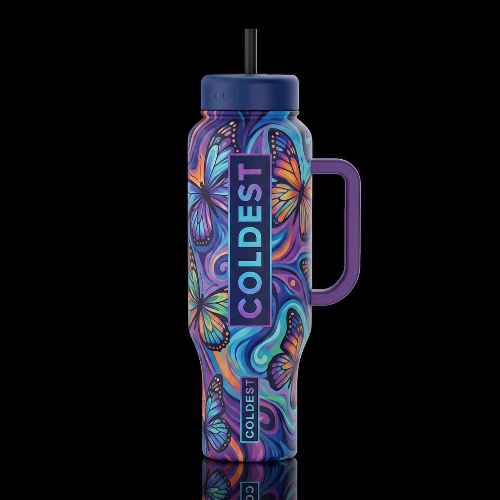 Butterflies water bottle design
