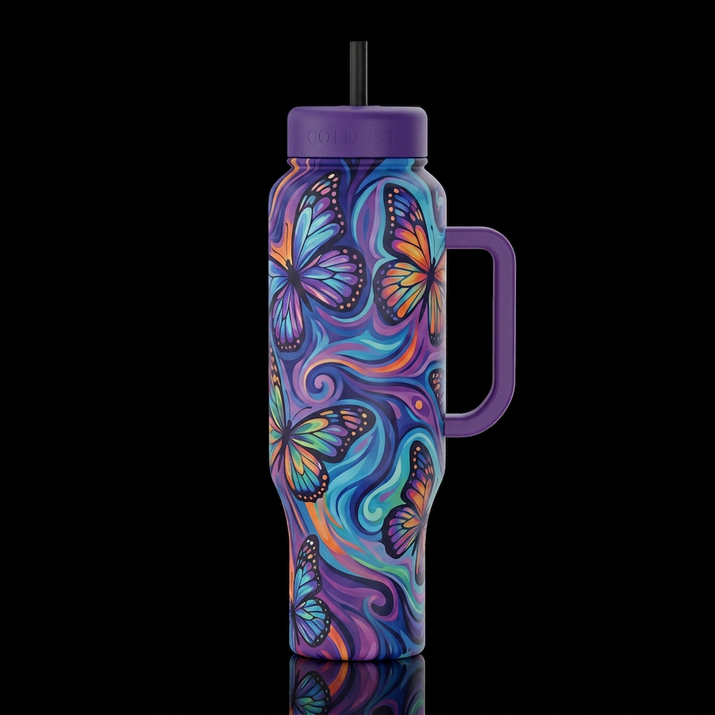 Butterflies water bottle design
